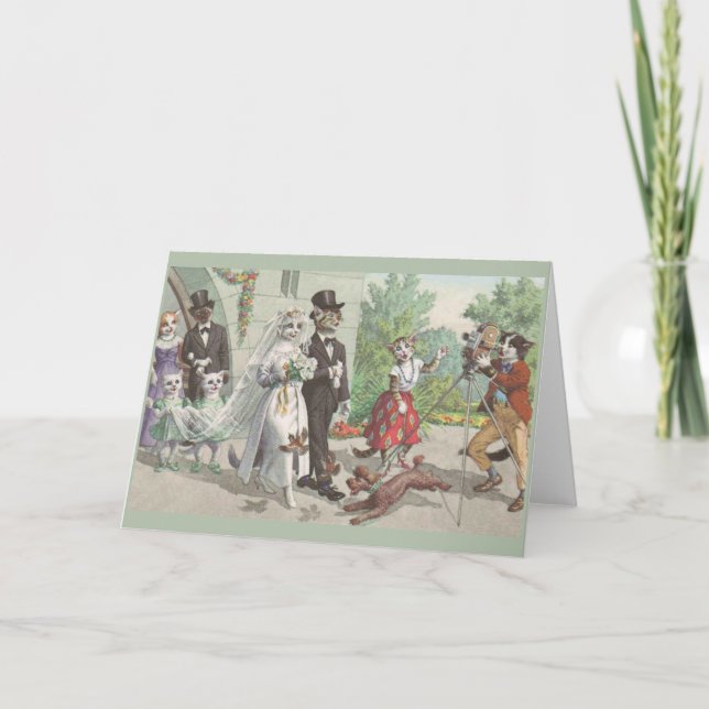 Carte de voeux vintage Mariage Cat (Devant)