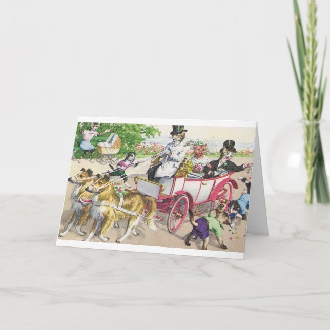 Carte de voeux vintage Mariage Cat (Devant)