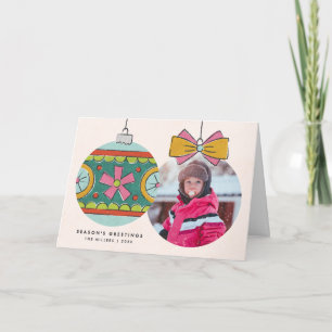 Carte de voeux Vintage Noël Ornament - Bleu