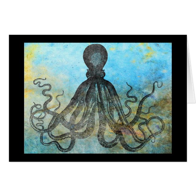 Carte de voeux Vintage Octopus (Devant horizontal)