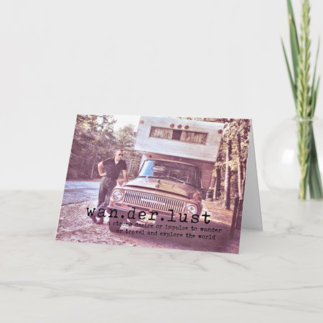 Carte de voeux vintage OUVERTE ROUTE (Devant)