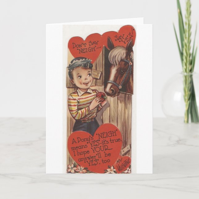 Carte de voeux vintage Pony Valentine's Day (Devant)