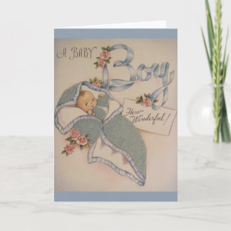 Carte de voeux vintage pour bébé nouveau garçon