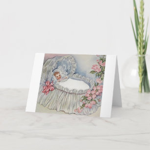 Carte de voeux vintage pour bébé ou Christening