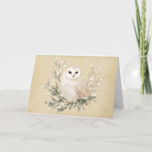 Carte de voeux vintage pour la Chouette blanche