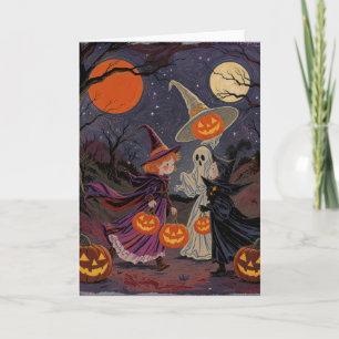 Carte de vœux vintage pour la nuit d'Halloween