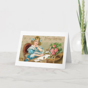 Carte de voeux vintage pour l'anniversaire de Vict