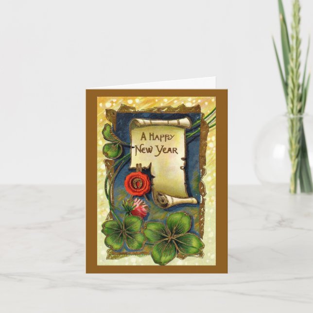 Carte de vœux vintage pour le Nouvel An (Devant)