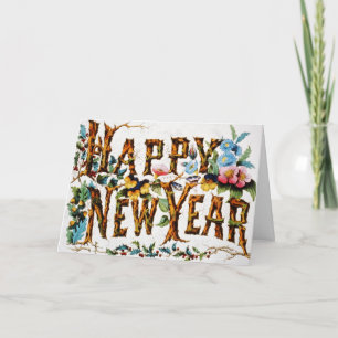 Carte de vœux vintage pour le Nouvel An