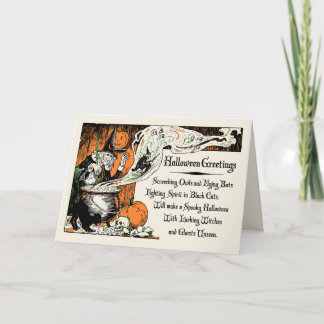 Carte de voeux vintage pour l'Halloween Witch