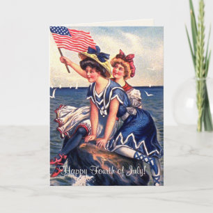 Carte de vœux vintage pour nageurs patriotiques