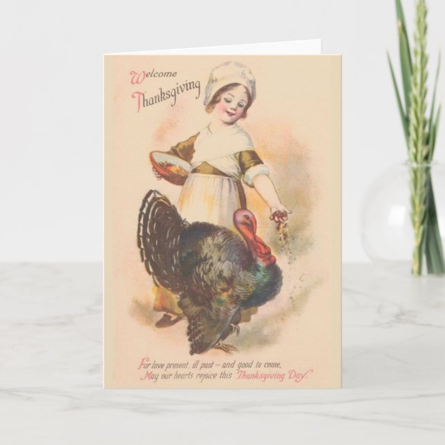 Carte de vœux vintage pour Thanksgiving (Devant)