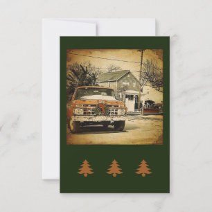Carte de voeux vintage Red Truck Holiday Flat