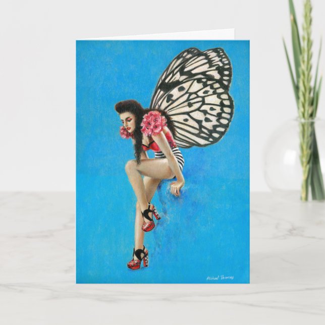 Carte de voeux vintage Rockabilly Fairy (Devant)