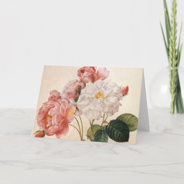 Carte de voeux Vintage Rose d'art (Devant)