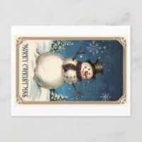 Carte de voeux vintage Snowmans : Joyeux Noël