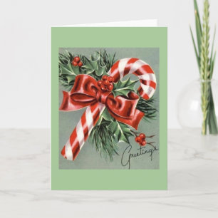 Carte de voeux Vintage Sucre de canne de Noël