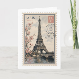 Carte de vœux vintage Tour Eiffel Paris