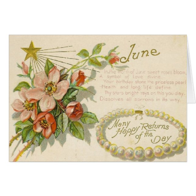 Carte de voeux vintage unique d'anniversaire de (Devant horizontal)