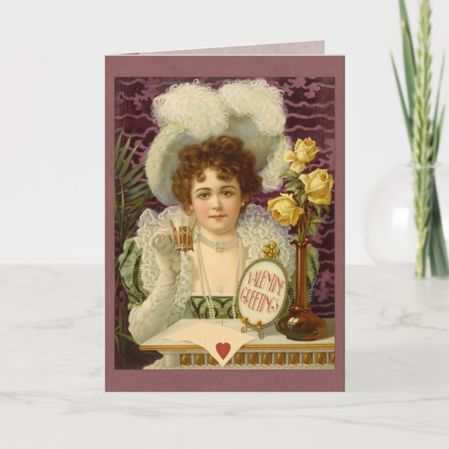 Carte de voeux vintage Valentine Café Girl CC0355 (Devant)