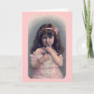 Carte de voeux vintage Valentine's Day Shy Girl