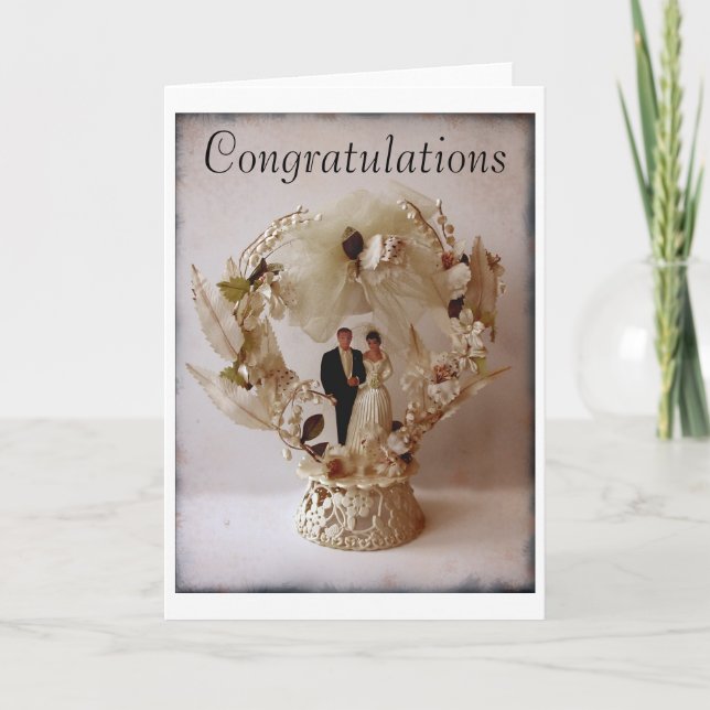 Carte de voeux Vintage Wedding Cake Topper (Devant)