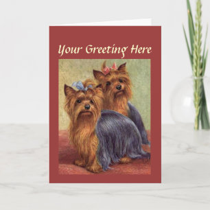 Carte de vœux vintage Yorkshire Terrier