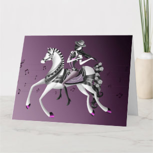 Carte de voeux violoniste à cheval