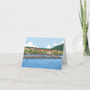 Carte de vœux vue panoramique du port du lac de Ga