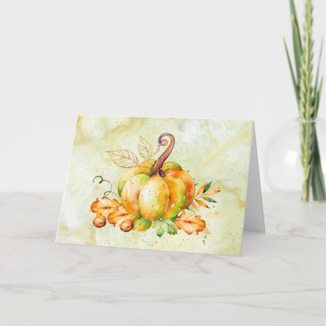 Carte de voeux Watercolor Citrouille Thanksgiving (Devant)