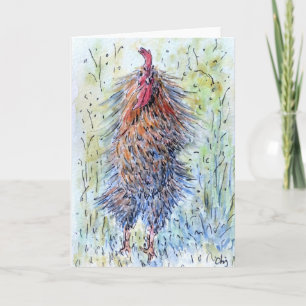 Carte de voeux Watercolor Fun Rooster