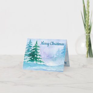 Carte de voeux Watercolor Mountain Winter Holiday