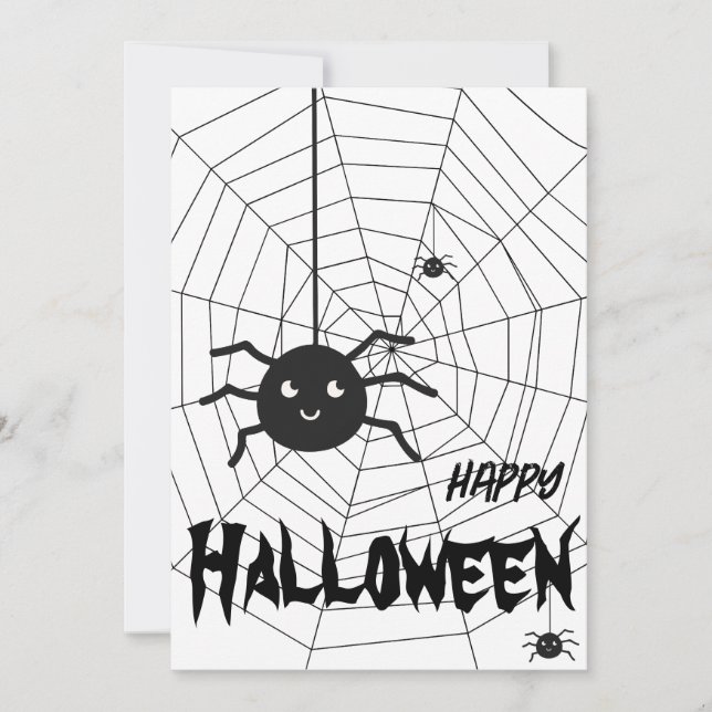 Carte de voeux Web Halloween Black and White Spide (Devant)