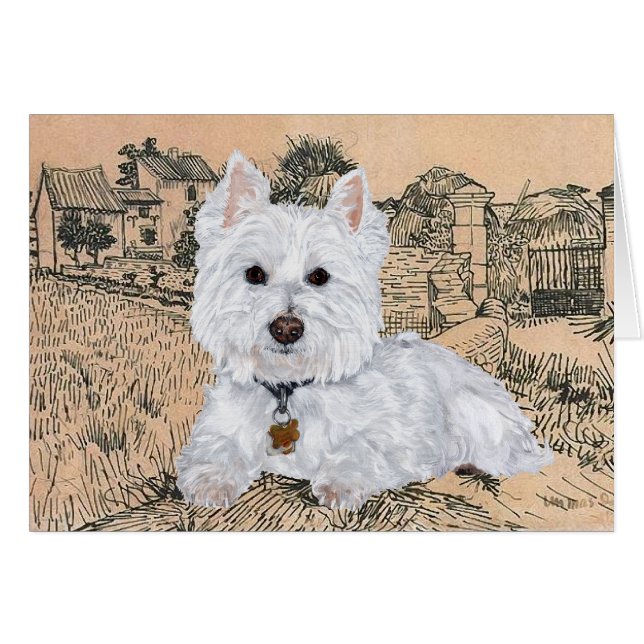 Carte de vœux Westie (Devant horizontal)