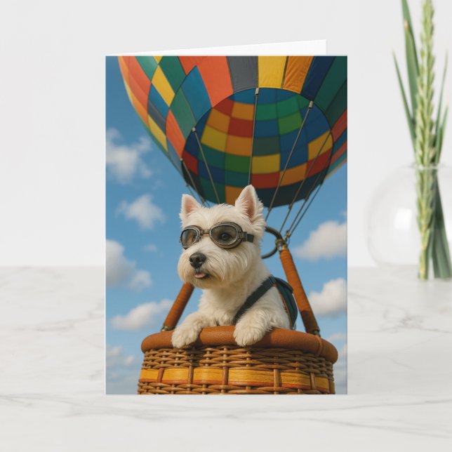 Carte de voeux Westie Hot Air Balloon - Blank (Devant)