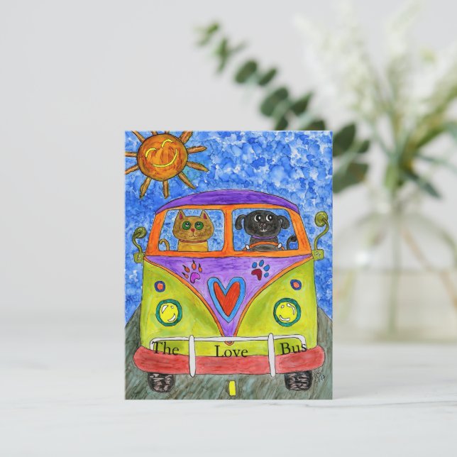 Carte de voeux Whimsical Chien et Chat (Debout devant)