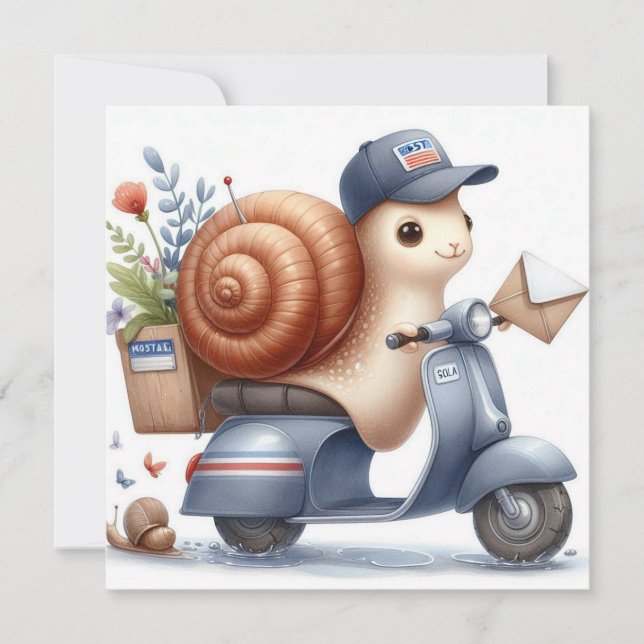 Carte de voeux Whimsical "Scootin’ Snail Mail" (Devant)