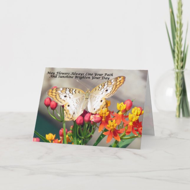 Carte de voeux White Peacock Irish Blessing (Devant)