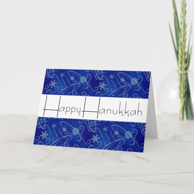 Carte de voeux Winter Blue Happy Hanoukka (Devant)