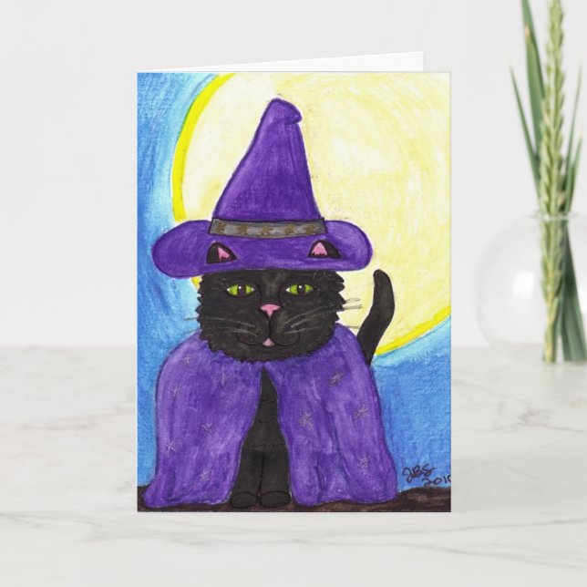 Carte de voeux Witchy Black Cat (Devant)