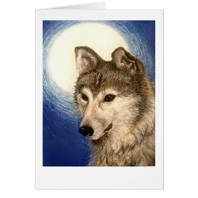 Carte de voeux Wolf and Moon (Devant)