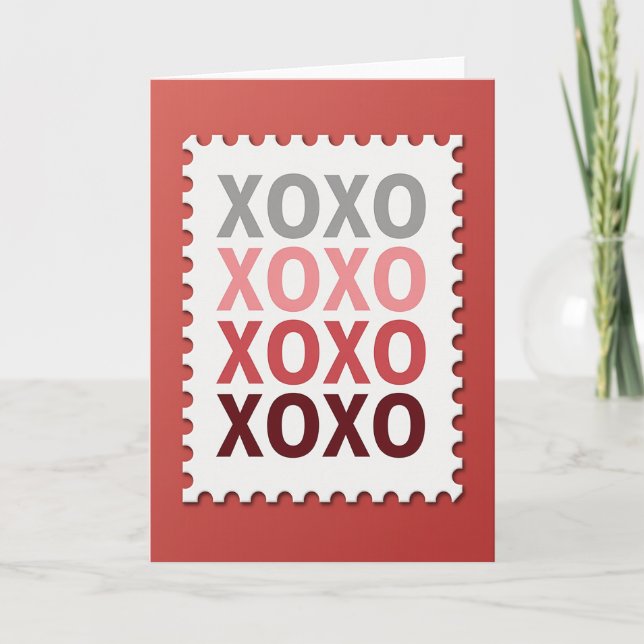 Carte de vœux Xoxo au design timbre-poste (Devant)