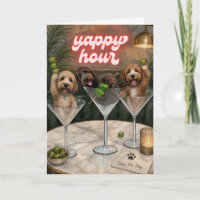 Carte de vœux Yappy Hour Cocktail pour chiens