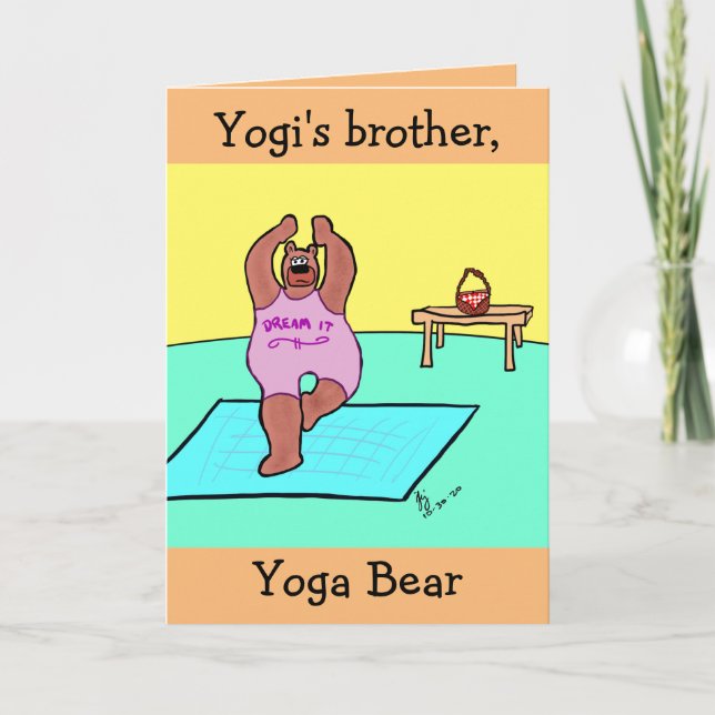 Carte de voeux Yoga Bear Namaste (Devant)