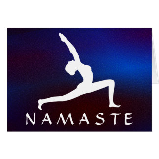 Carte de voeux Yoga Pose Blanc Silhouette Bleu