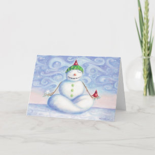 Carte de voeux yoga snowman par design idyl-wyld