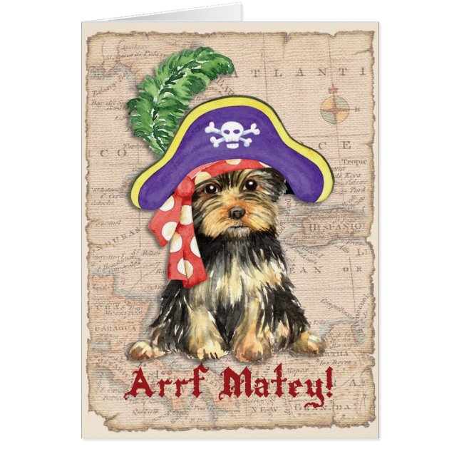 Carte de voeux Yorkie Pirate (Devant)