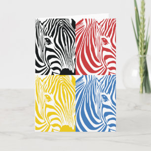 Carte de voeux Zebra 4 couleurs