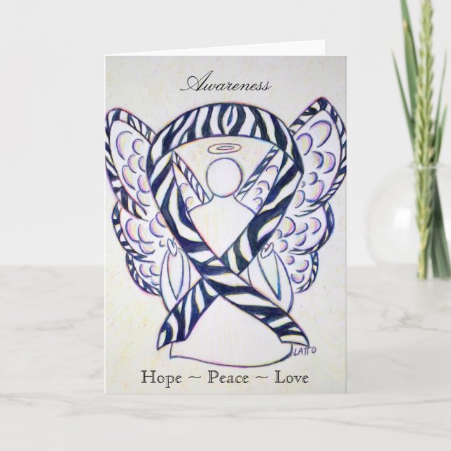 Carte de voeux Zebra Awareness Ribbon Angel (Devant)