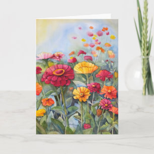Carte de voeux Zinnia Watercolor 5x7 (Blank Inside